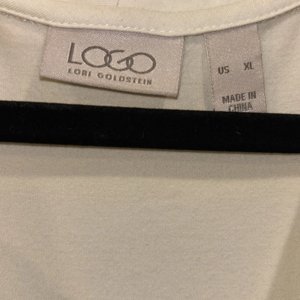 LOGO by Lori Goldstein Cream Light Weight Jacket HiLo Floral Sheer Ruffle Hem